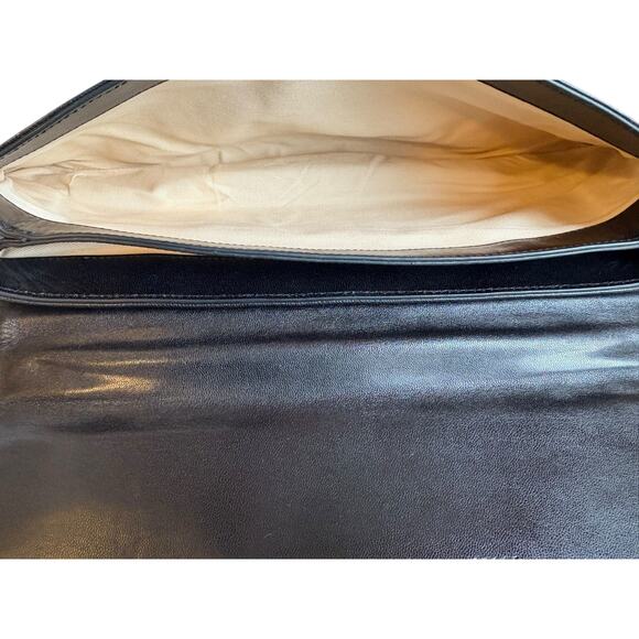 Alexis Hudson Black Leather Top Handle Bag – Y2K Purse w/ Gold Turnlock Accents - Picture 11 of 11